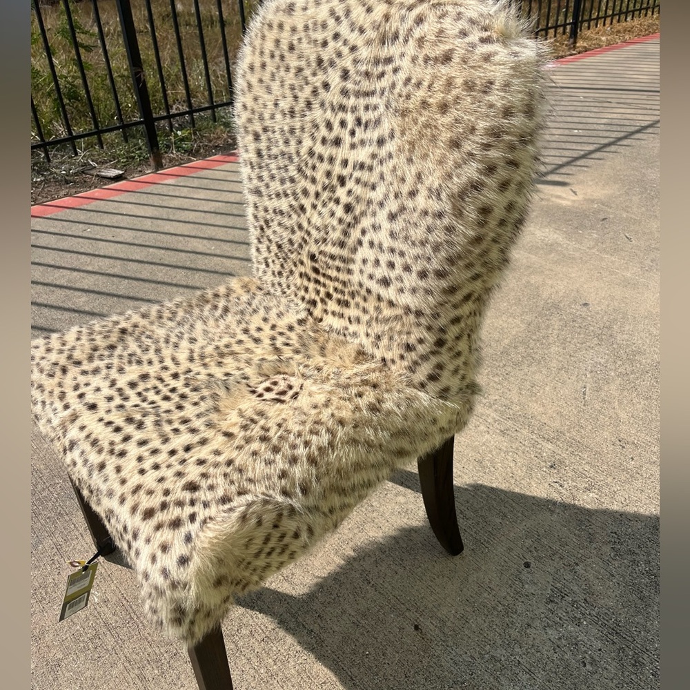 OKA goat hair Leopard Print Faux Fur Accent designup Houston Texas pick up only
